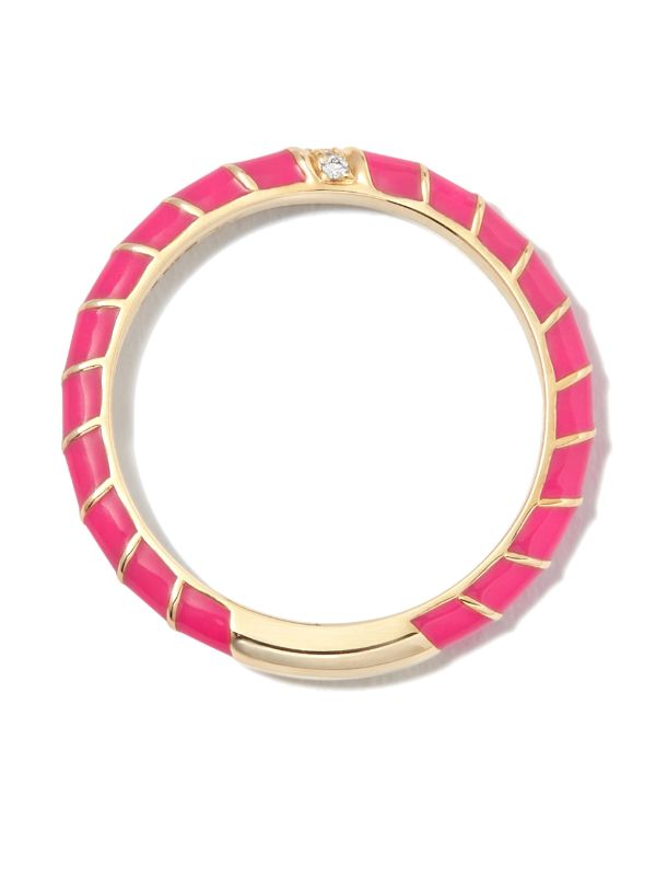 Yvonne Léon 9K Yellow Gold Alliance Enamel Diamond Ring | Browns Rings