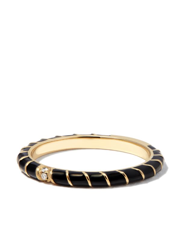 Yvonne Léon 9K Yellow Gold Alliance Enamel Diamond Ring | Browns Rings