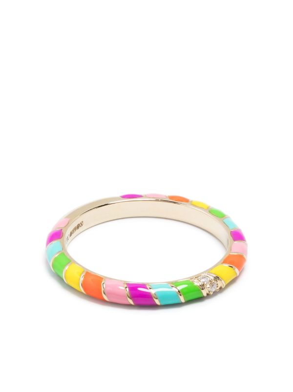 Yvonne Léon 9K Yellow Gold Alliance Mini Torsade Rainbow Diamond Ring | Browns Fine Rings