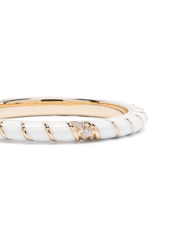 Yvonne Léon 9K Yellow Gold Alliance Torsade Email Diamond Band Ring | Browns Fine Rings