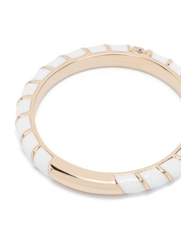 Yvonne Léon 9K Yellow Gold Alliance Torsade Email Diamond Band Ring | Browns Fine Rings