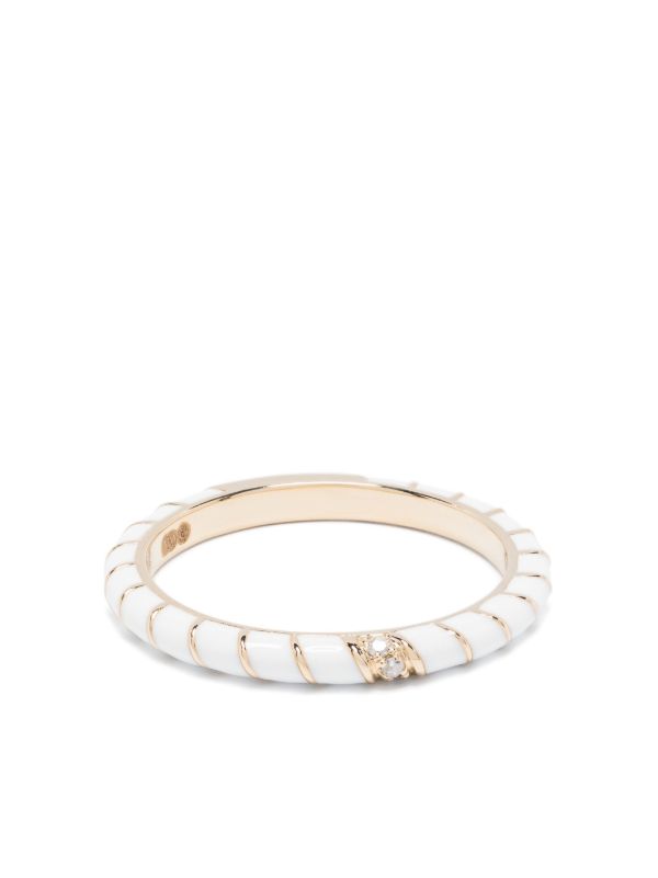 Yvonne Léon 9K Yellow Gold Alliance Torsade Email Diamond Band Ring | Browns Fine Rings