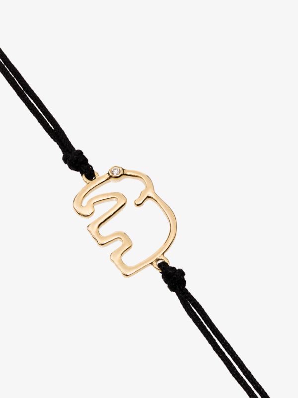 Yvonne Léon 9K Yellow Gold And Black Elephant Bracelet | Browns Fine Bracelets