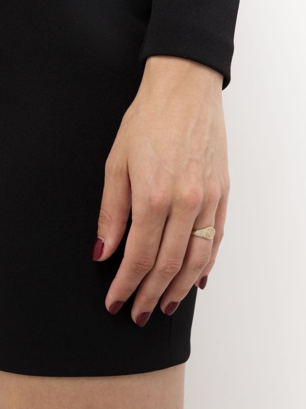 Yvonne Léon 9K Yellow Gold Baby Chevalier Diamond Signet Ring | Browns Fine Rings