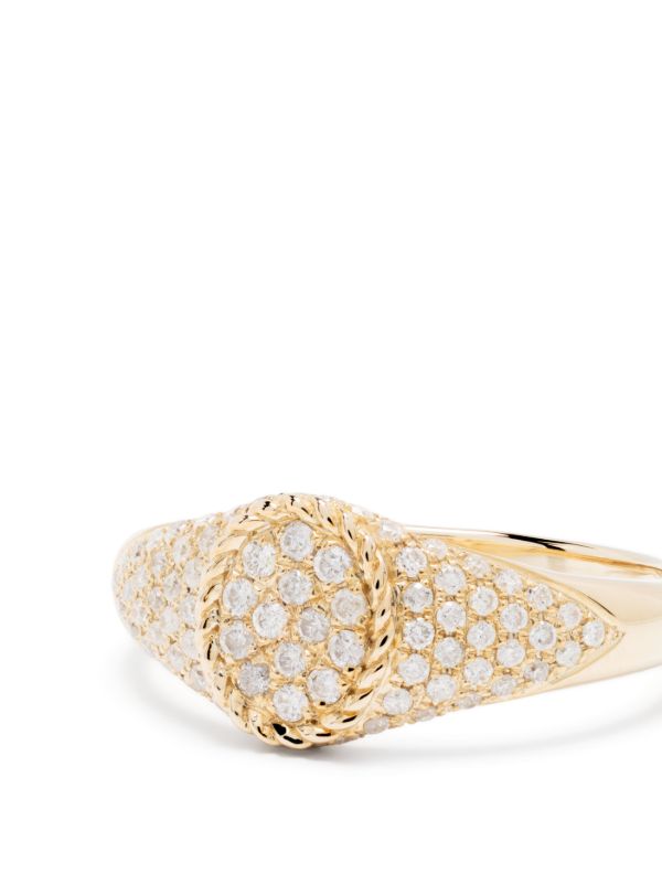Yvonne Léon 9K Yellow Gold Baby Chevalier Diamond Signet Ring | Browns Fine Rings