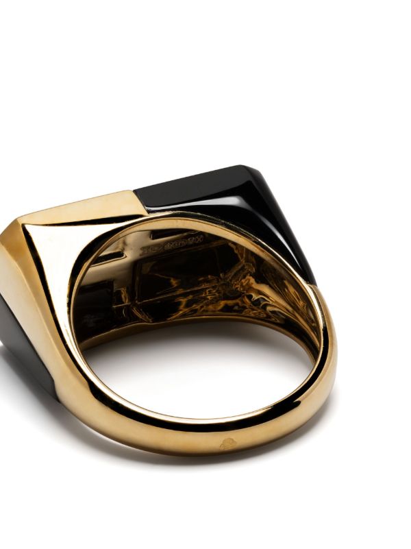 Yvonne Léon 9K Yellow Gold Bague Damier Onyx Ring | Browns Rings