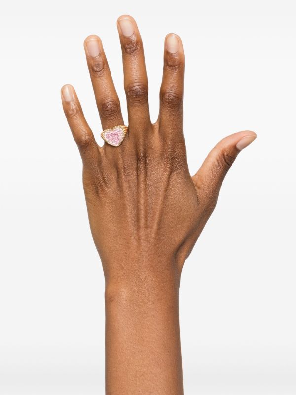 Yvonne Léon 9K Yellow Gold Chevalière Coeur Sapphire Ring | Browns Fine Rings