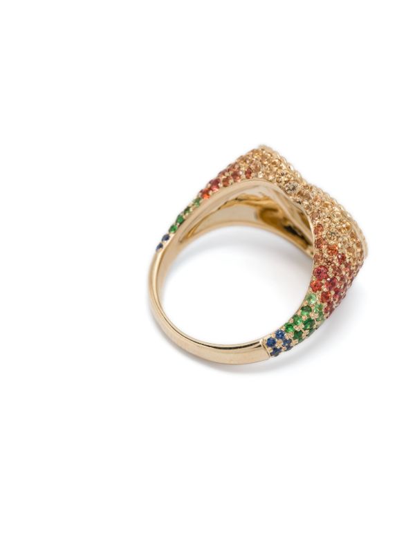 Yvonne Léon 9K Yellow Gold Chevalière Coeur Sapphire Ring | Browns Fine Rings