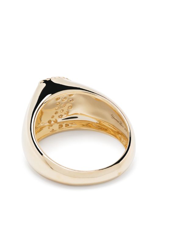 Yvonne Léon 9K Yellow Gold Chevaliere Lune Diamond Ring | Browns Rings
