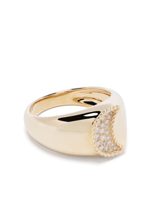 Yvonne Léon 9K yellow gold Chevaliere Lune diamond ring | Browns Rings