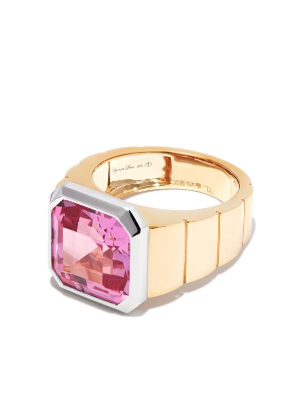 Yvonne Léon 9K yellow gold Chevaliere Princesse corundum signet ring | Browns Rings