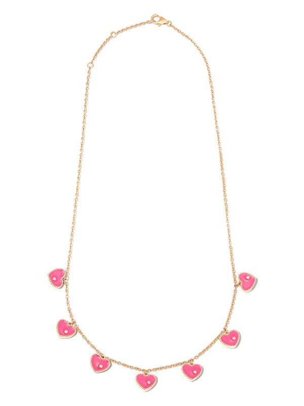 Yvonne Léon 9K Yellow Gold Coeur Enamel Diamond Necklace | Browns Fine Necklaces