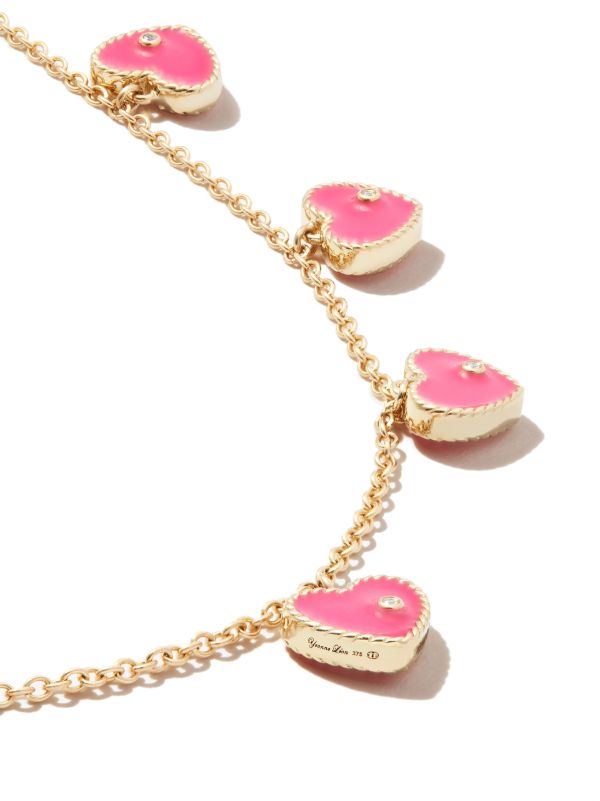 Yvonne Léon 9K Yellow Gold Coeur Enamel Diamond Necklace | Browns Fine Necklaces