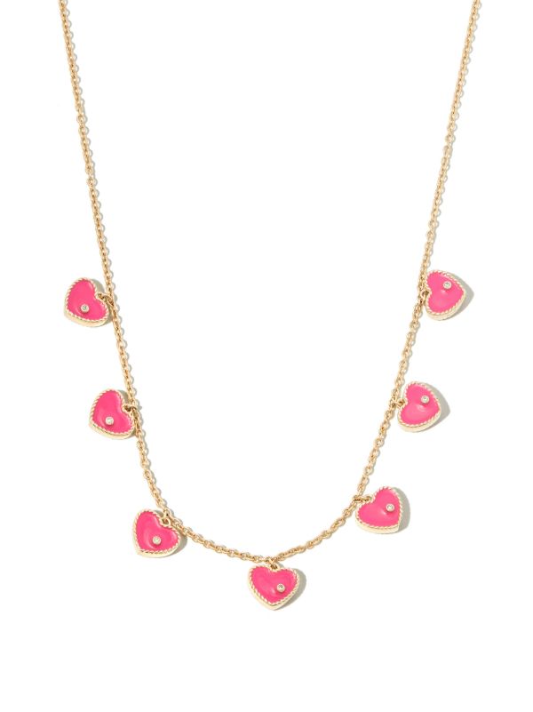 Yvonne Léon 9K Yellow Gold Coeur Enamel Diamond Necklace | Browns Fine Necklaces