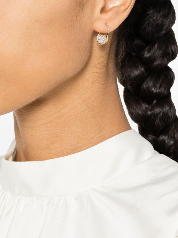 Yvonne Léon 9K Yellow Gold Créole Cadenas Cœur Diamant Earring | Browns Fine Earrings