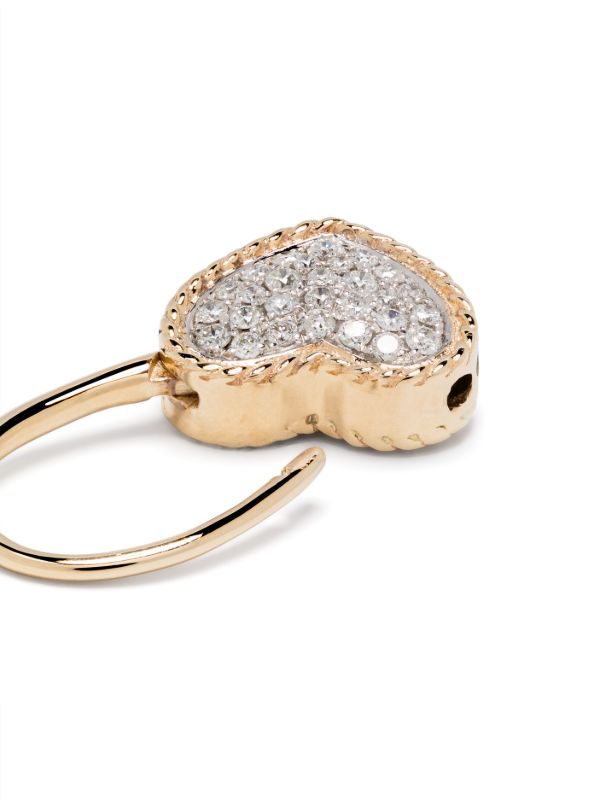 Yvonne Léon 9K Yellow Gold Créole Cadenas Cœur Diamant Earring | Browns Fine Earrings
