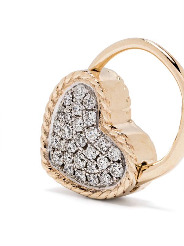 Yvonne Léon 9K Yellow Gold Créole Cadenas Cœur Diamant Earring | Browns Fine Earrings