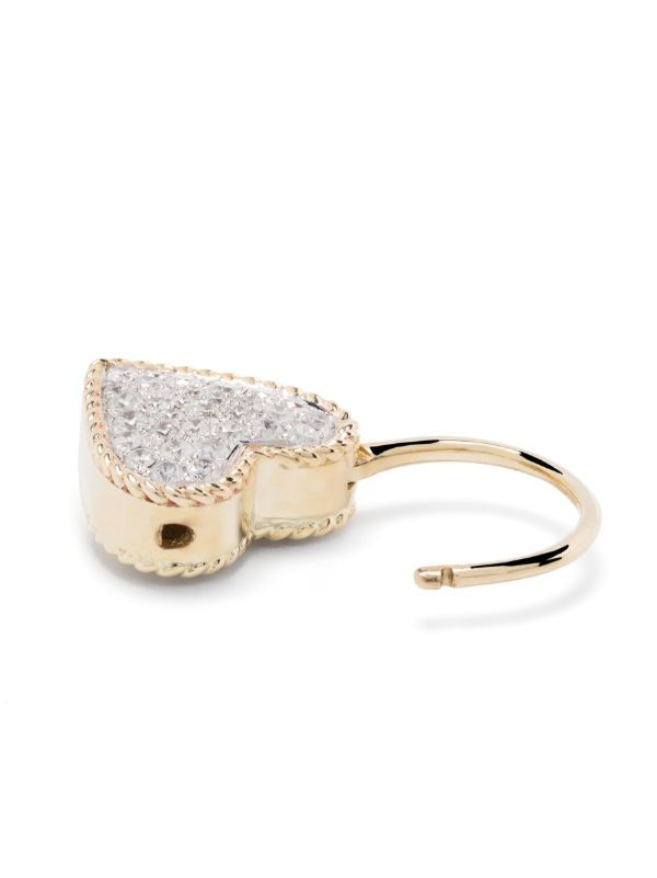 Yvonne Léon 9K Yellow Gold Creole Cadenas Coeur Diamond Single Drop Earring | Browns Earrings