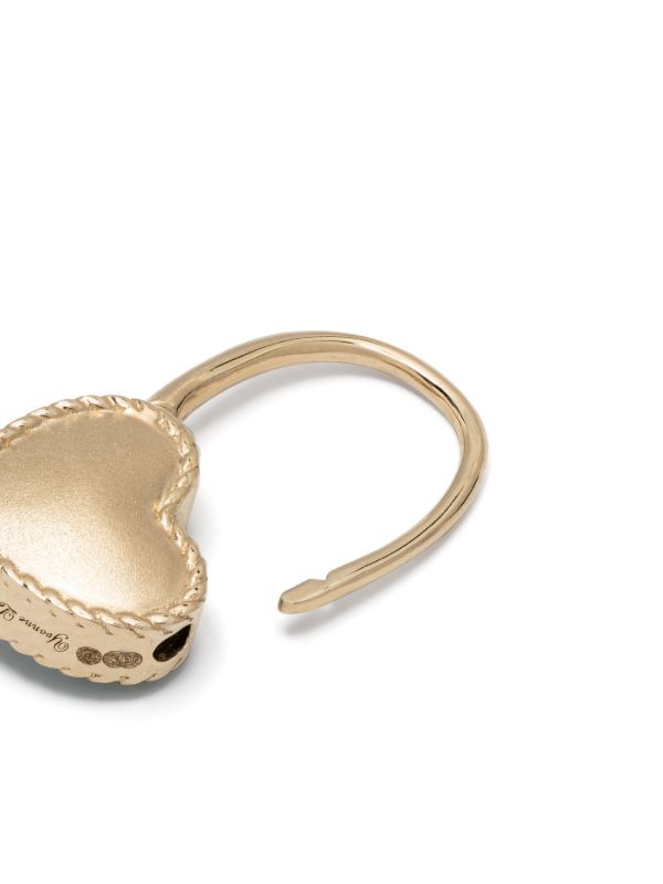 Yvonne Léon 9K Yellow Gold Créole Cadenas Cœur Malachite Earring | Browns Fine Earrings