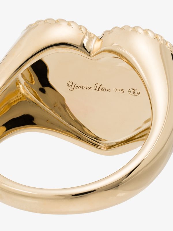 Yvonne Léon 9K Yellow Gold Heart Diamond Signet Ring | Browns Fine Rings