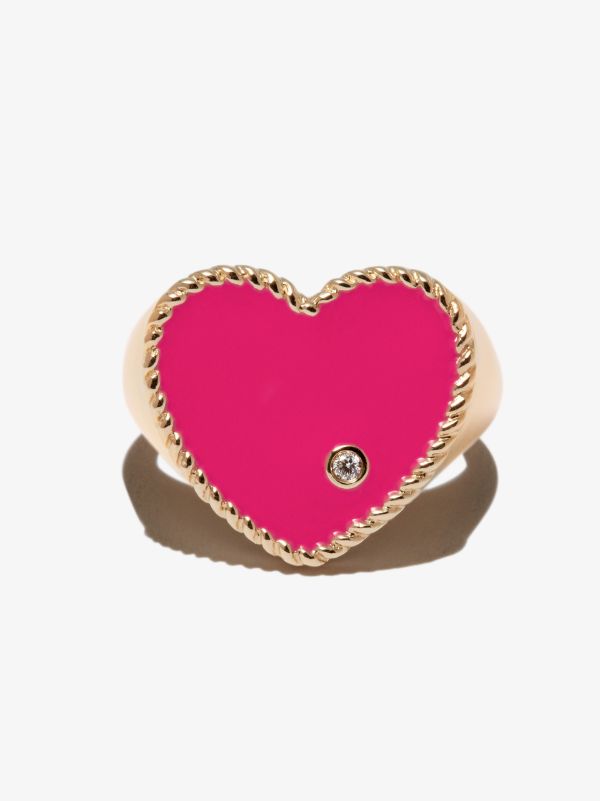 Yvonne Léon 9K Yellow Gold Heart Diamond Signet Ring | Browns Fine Rings