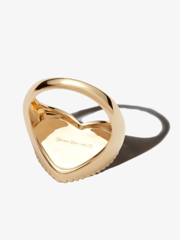 Yvonne Léon 9K Yellow Gold Heart Diamond Signet Ring | Browns Fine Rings