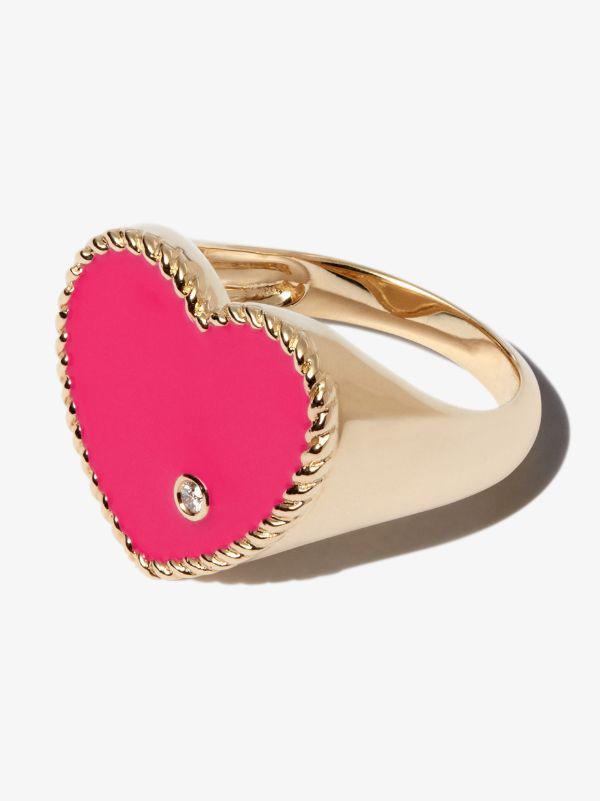 Yvonne Léon 9K yellow gold heart diamond signet ring | Browns Fine Rings