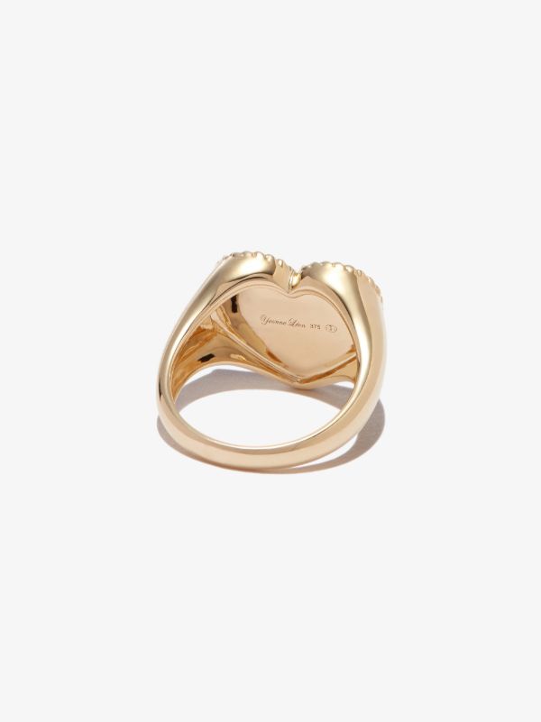 Yvonne Léon 9K Yellow Gold Heart Pearl And Diamond Signet Ring | Browns Fine Rings