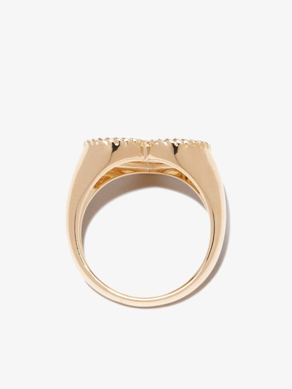 Yvonne Léon 9K Yellow Gold Heart Pearl And Diamond Signet Ring | Browns Fine Rings