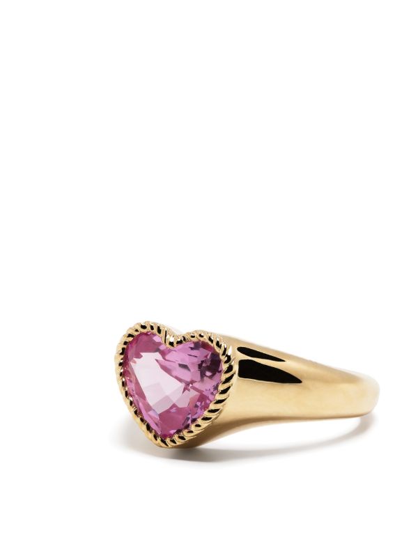 Yvonne Léon 9K Yellow Gold Mini Coeur Crystal Ring | Browns Fine Rings