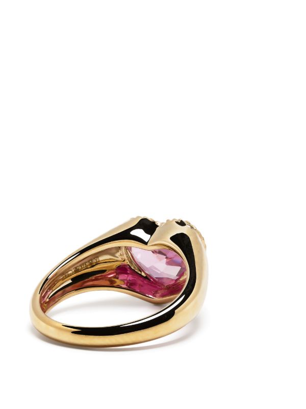 Yvonne Léon 9K Yellow Gold Mini Coeur Crystal Ring | Browns Fine Rings