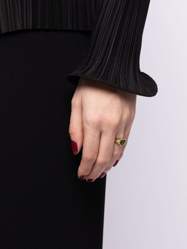 Yvonne Léon 9K Yellow Gold Mini Cœur Crystal Ring | Browns Fine Rings