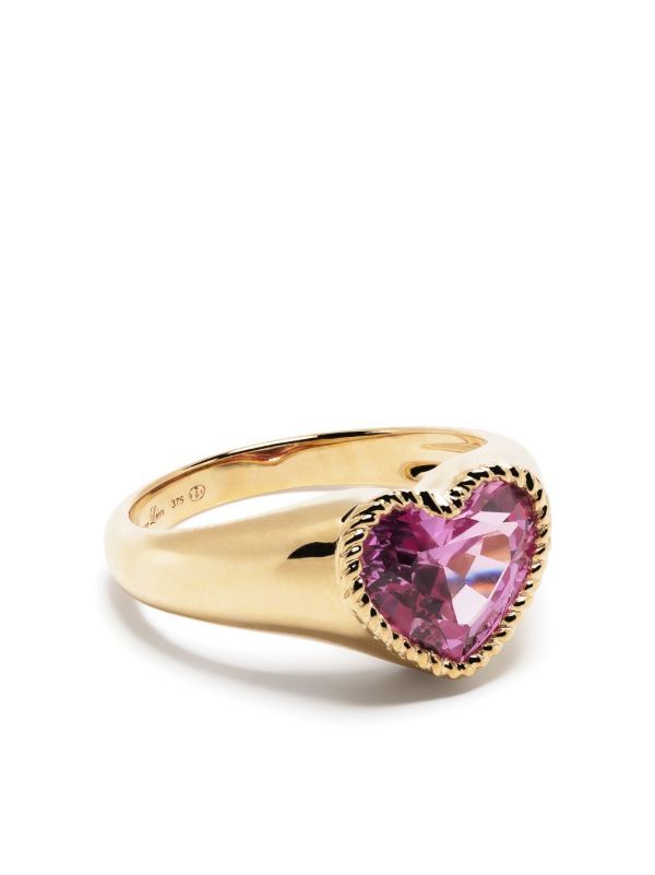 Yvonne Léon 9K Yellow Gold Mini Coeur Crystal Ring | Browns Fine Rings