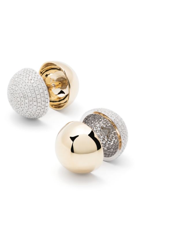 Yvonne Léon 9K Yellow Gold Paire De Bo Boule Disco Diamond Earrings | Browns Earrings