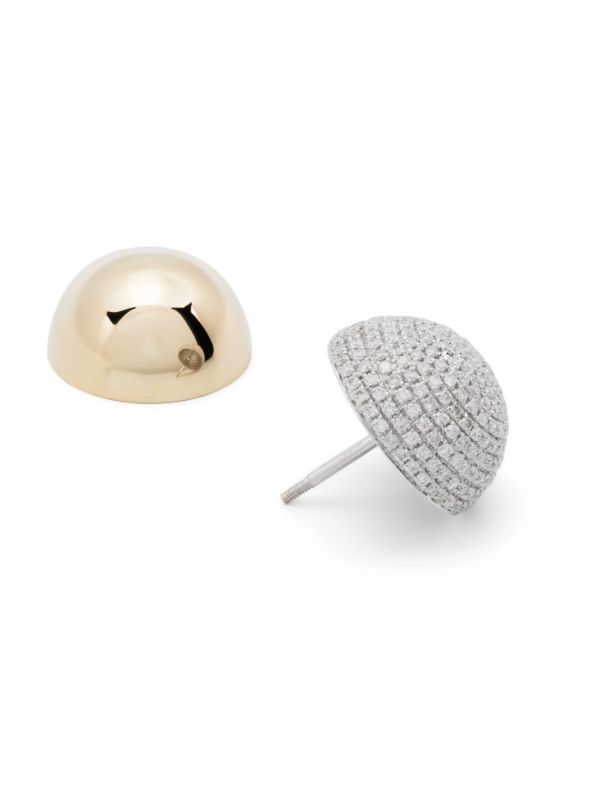 Yvonne Léon 9K Yellow Gold Paire De Bo Boule Disco Diamond Earrings | Browns Earrings