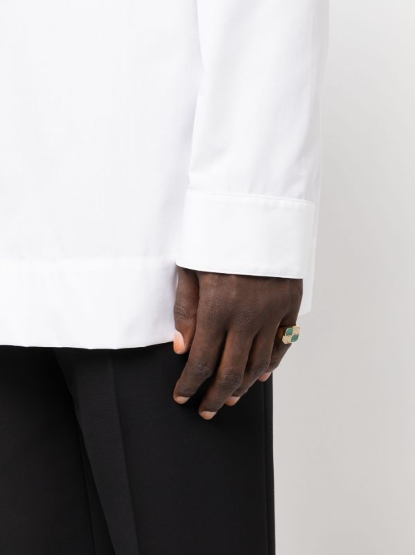 Yvonne Léon 9K Yellow Gold Petit Damier Diamond And Malachite Ring | Browns Rings