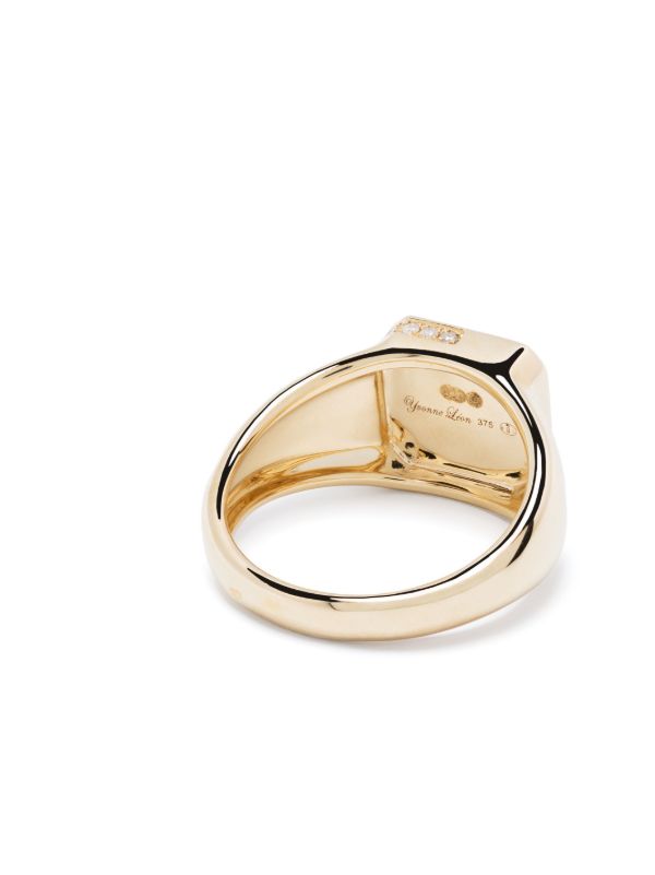 Yvonne Léon 9K Yellow Gold Petit Damier Diamond And Onyx Ring | Browns Rings