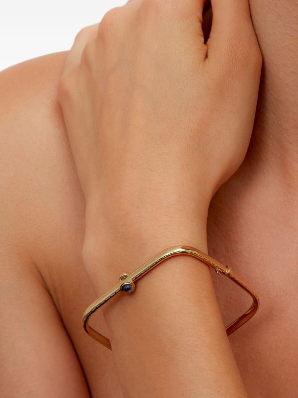 Yvonne Léon 9kt Yellow Gold Jonc Gousset Diamond And Sapphire Bracelet | Browns Fine Bracelets