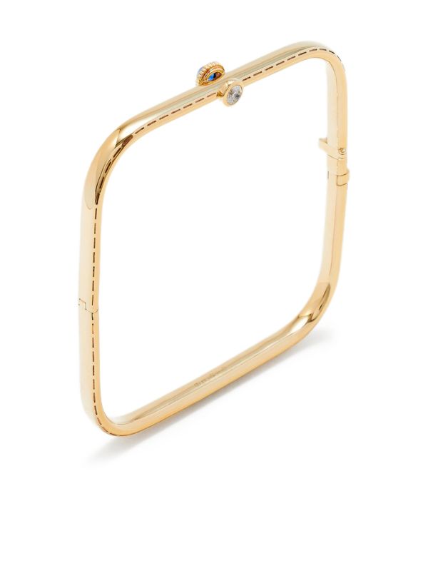 Yvonne Léon 9kt Yellow Gold Jonc Gousset Diamond And Sapphire Bracelet | Browns Fine Bracelets