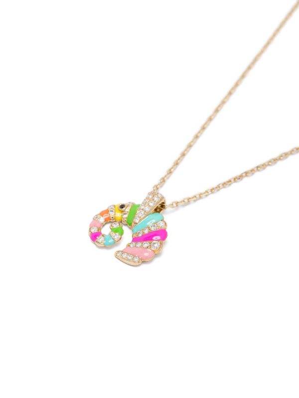 Yvonne Léon 9kt Yellow Gold Mini Elephant Diamond Necklace | Browns Necklaces