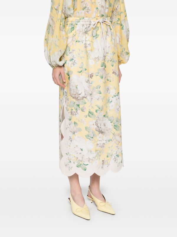 ZIMMERMANN Acacia Scallop Midi Skirt | Browns A-Line Skirts