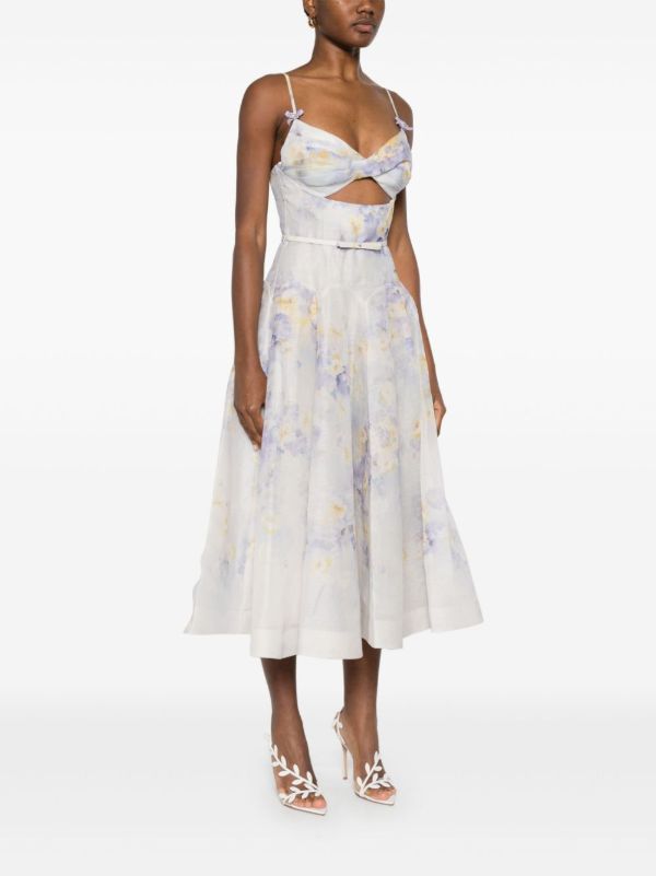 ZIMMERMANN Crush Midi Dress | Browns Cocktail & Party Dresses