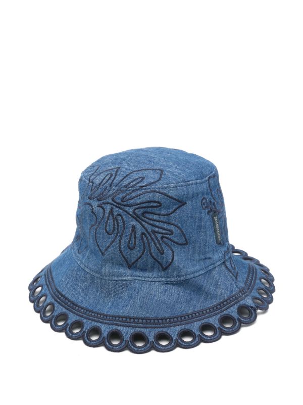 ZIMMERMANN embroidered denim bucket hat | Browns Hats