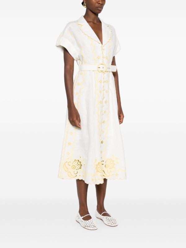 ZIMMERMANN Lucky Embroidered Midi Dress | Browns Day Dresses