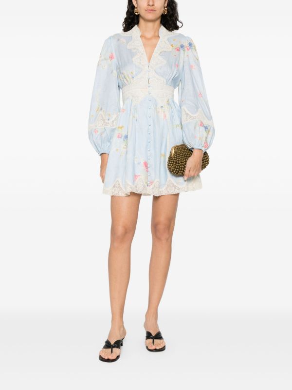ZIMMERMANN Lucky Lace Plunge Mini Dress | Browns Day Dresses