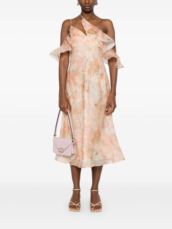 ZIMMERMANN Neutrals Illuminate Flutter Slip Dress | Browns Cocktail & Party Dresses