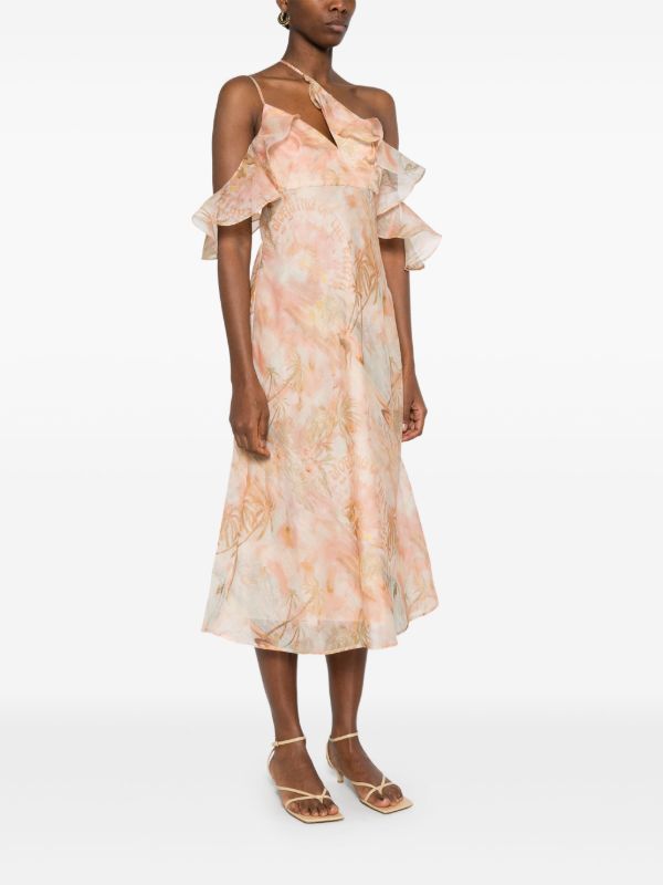 ZIMMERMANN Neutrals Illuminate Flutter Slip Dress | Browns Cocktail & Party Dresses
