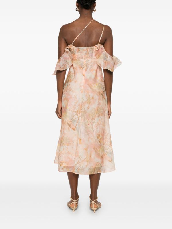 ZIMMERMANN Neutrals Illuminate Flutter Slip Dress | Browns Cocktail & Party Dresses