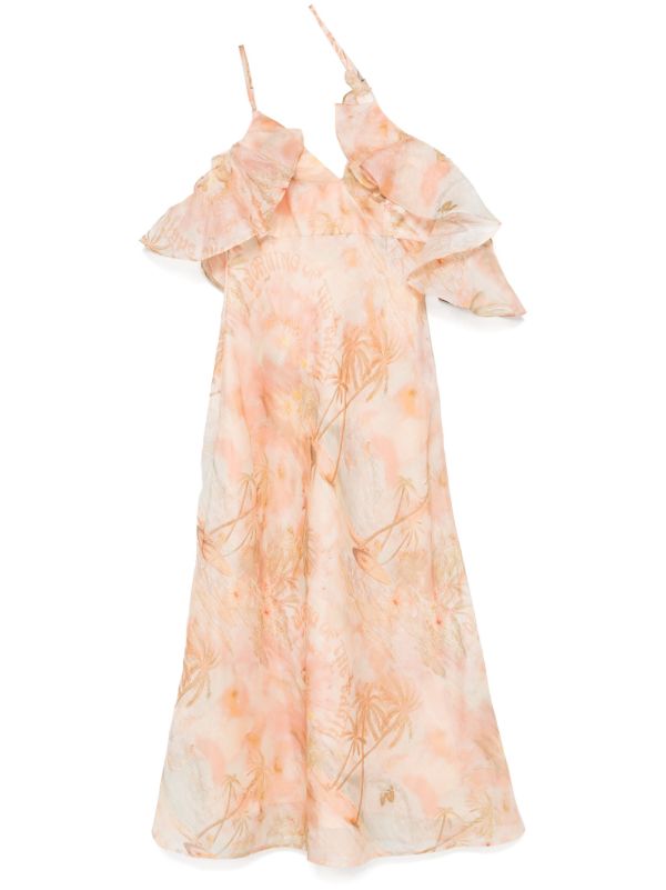 ZIMMERMANN Neutrals Illuminate Flutter Slip Dress | Browns Cocktail & Party Dresses