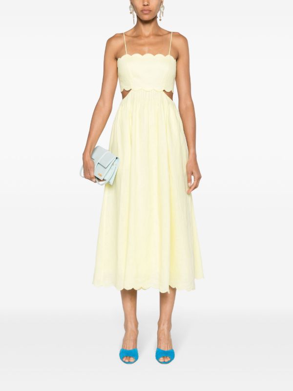 ZIMMERMANN Pale Yellow Cut-Out Sides Linen Maxi Dress | Browns Day Dresses